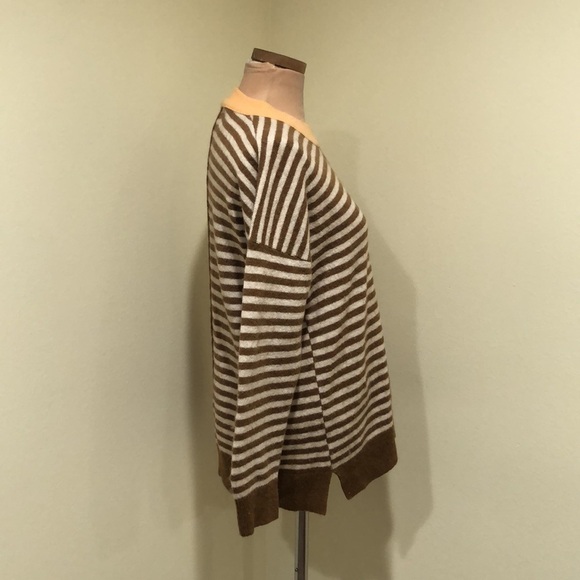 Madewell Stripe Play Smithe Pullover Sweater Size Small Cream Tan - Picture 4 of 11